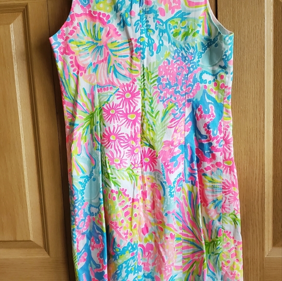 Lilly Pulitzer Ryder Multi Lovers Coral Print Beaded Lace front Shift Dress - Picture 5 of 7